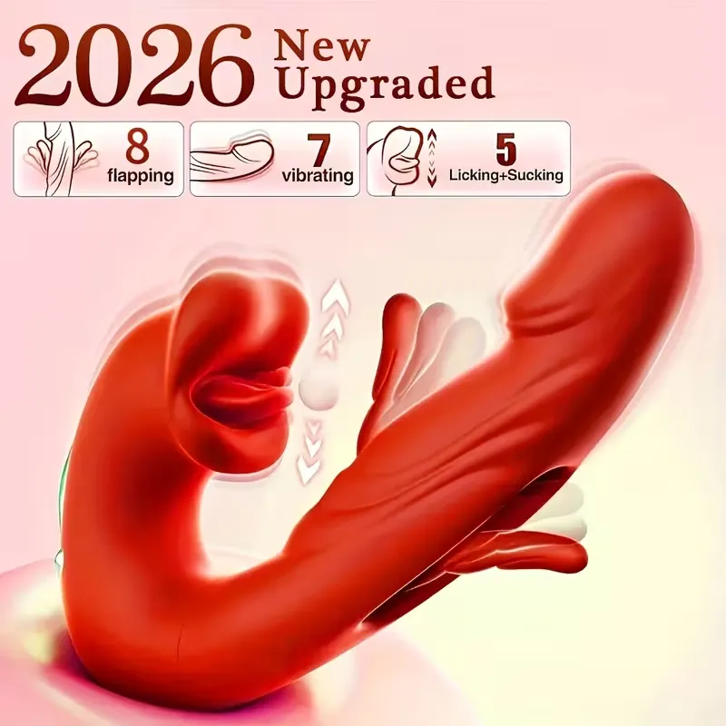 Vibrator pentru masturbare feminină: Un model 3 &icirc;n 1 &icirc;n formă de limbă, cu 7 moduri de atingere, vibrație și lins; design inserabil pentru stimularea precisă a clitorisului, punctului G și anusului; ușor de curățat; dildo cu funcție de aspirație