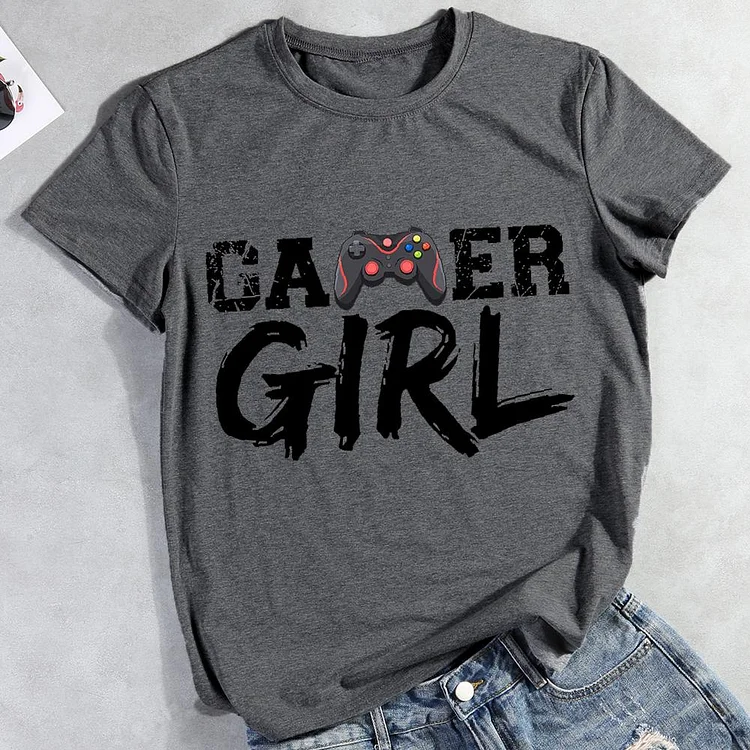 Gamer Girl Round Neck T-shirt