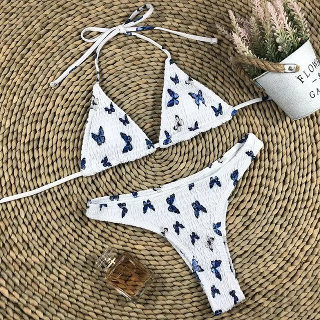 Vintage Butterfly Print Bikini