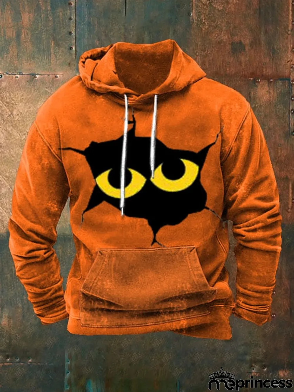 Men's Vintage Spooky Face Print Hoodie