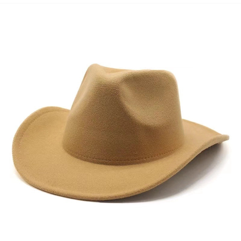 Top Hat Western Cowboy Hat Rolled Eaves Bump Top Retro Riding Hat Men’s And Women’s Woolen Felt Hat