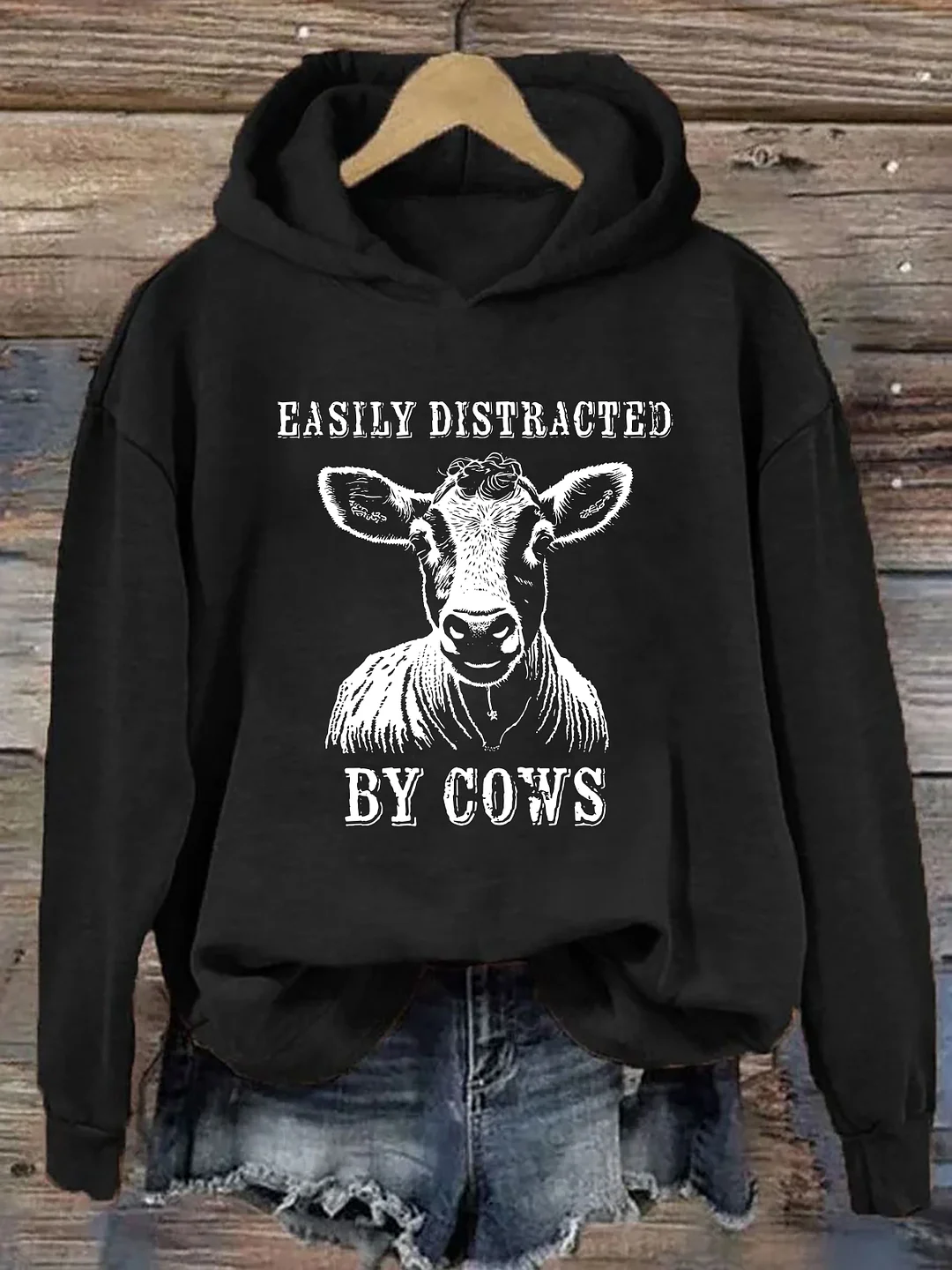 Easily Distracted By Cows Hoodie