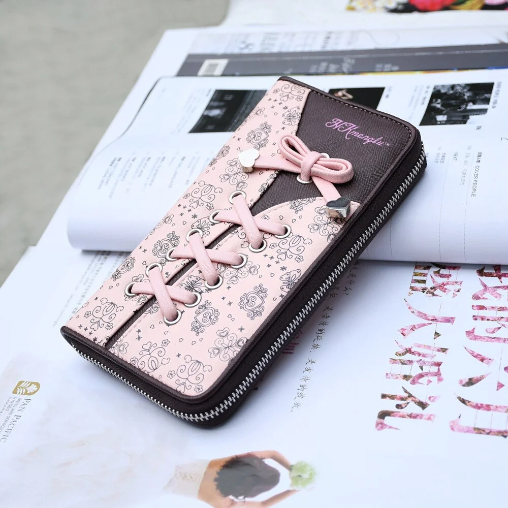 Cute Wallet And Purses For Women Girls Kawaii Credit Card Money Holder Ladies Key Coin Phone Long Leather Pink Anime Clutch Bags