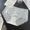Ultra-Thin Ice Silk Sexy Solid Brief Panties for Women Ice Silk Seamless Brief Underwear Mid-Rise Breathable Full Coverage Underwear Women Panties Hipster Underpants