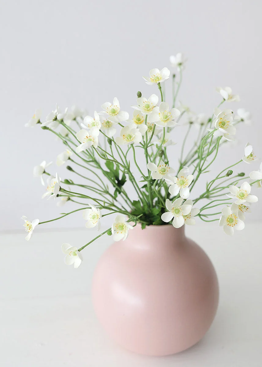 Cream White Artificial Buttercups - 25"
