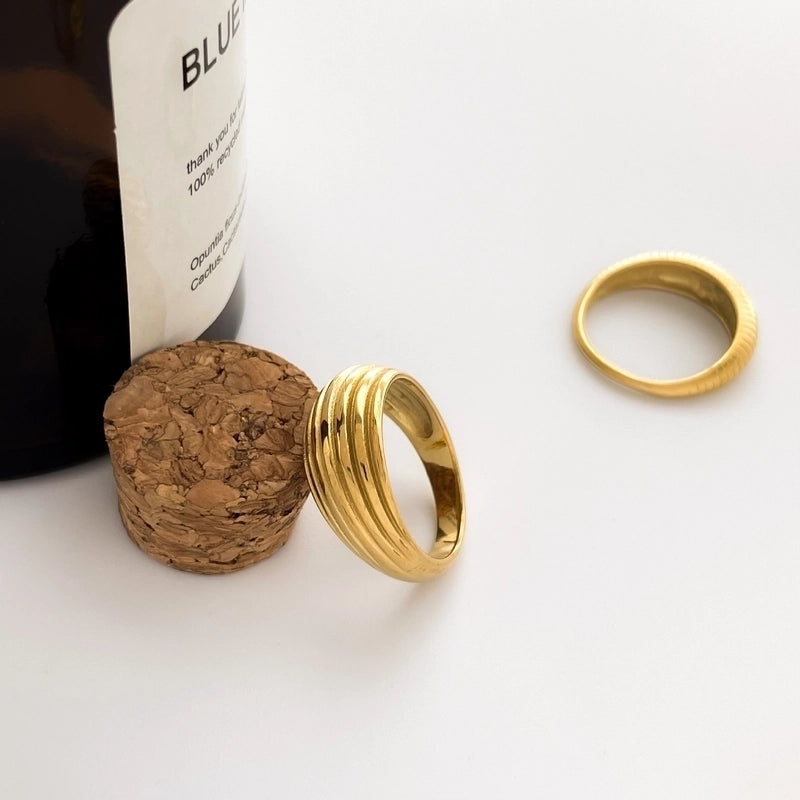 Minimalist Solid Color Titanium Steel Plating Gold Plated Rings