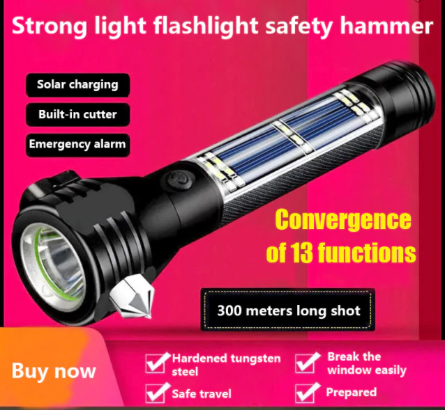 Auto-Sicherheitshammer-Taschenlampe（Kostenloser Versand）