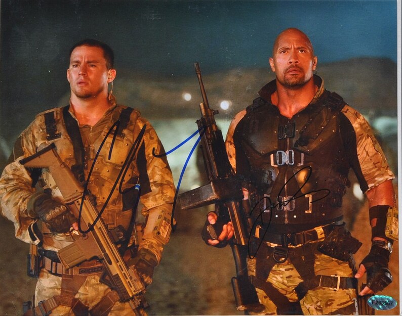 DWAYNE JOHNSON & CHANNING Tatum Signed Photo Poster painting x2 G.I. Joe Retaliation wcoa