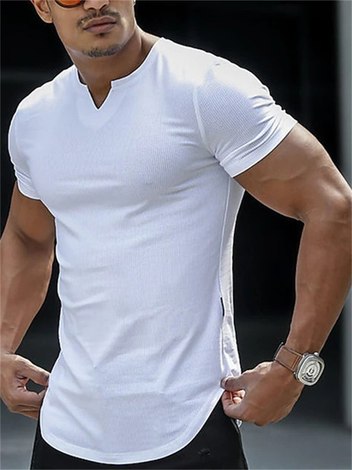 Men's T shirt Tee Plain V Neck Street Casual Short Sleeve Clothing Apparel Fashion Classic Comfortable Big and Tall