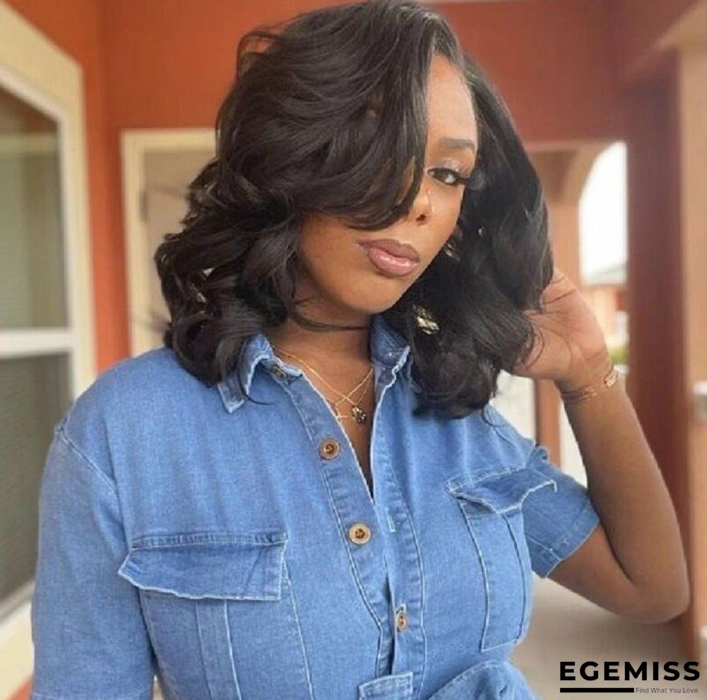 African Wig Woman with Long Hair In Black Wavy Curls | EGEMISS