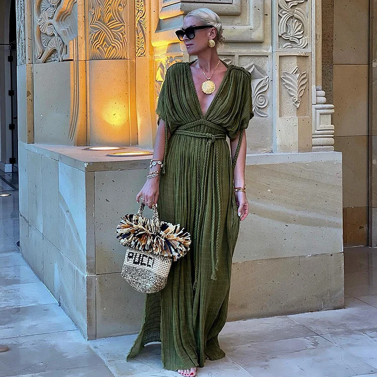 Off Shoulder Halter Maxi Dress