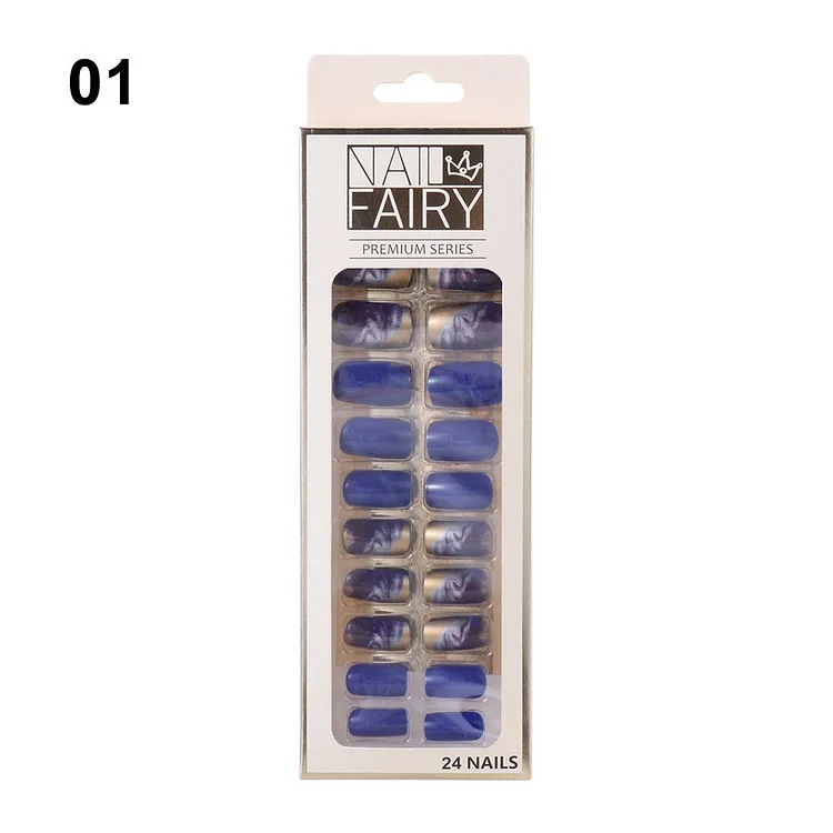 24Pcs Vierkante Kop Ontworpen Nep Nagels Afneembare Amandel Kunstnagels Tips Set Dekzeil Druk Op Nagels Art Tips manicure Tool