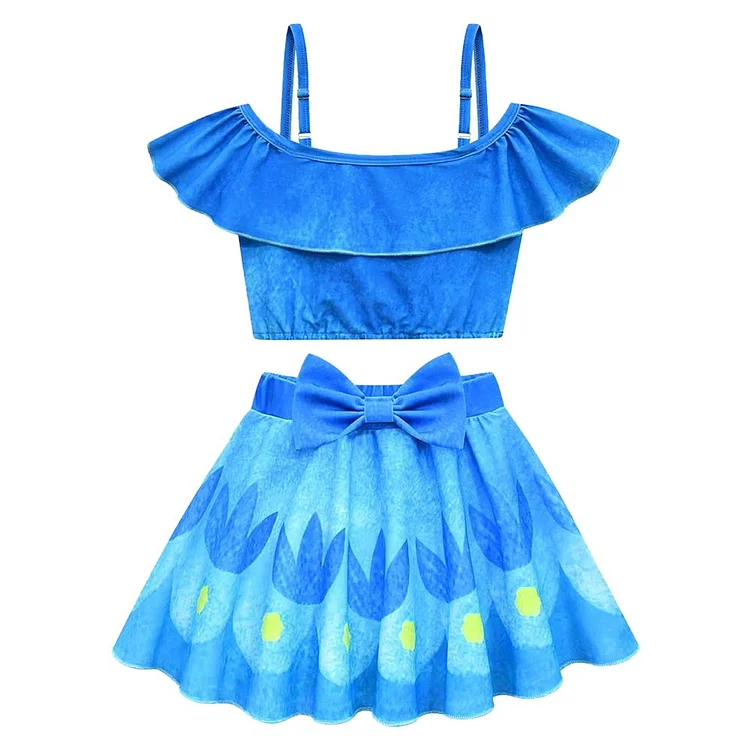 Kids Children Trolls Band Together Poppy Blue Swimsuit Outfits Cosplay Costume Halloween Carnival Suit