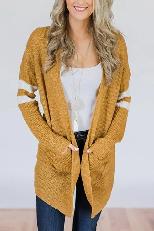 Striped Colorblock Long Sweater Cardigan