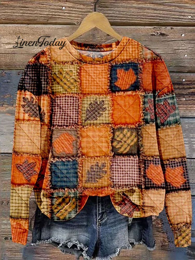 Thanksgiving Pumpkin Maple Leaf Casual Sweatshirt Multicolor / S