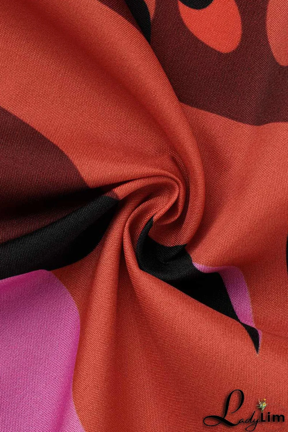 Red Fashion Casual Print Bandage Slit V Neck Long Sleeve Dresses