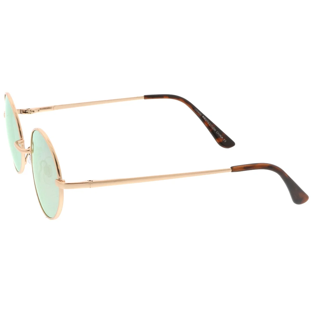 Classic Lightweight Slim Arms Colored Mirror Flat Lens Oval glasses 50mm