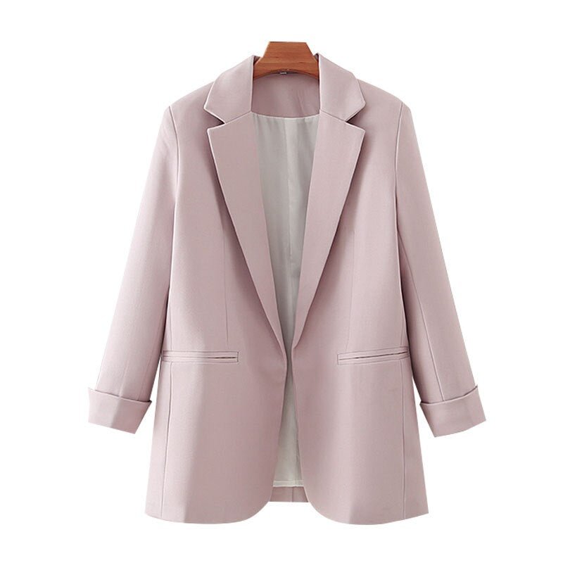 TRAF Women Fashion Office Wear Solid Blazers Coat Vintage Long Sleeve Pockets Female Outerwear Chic Tops