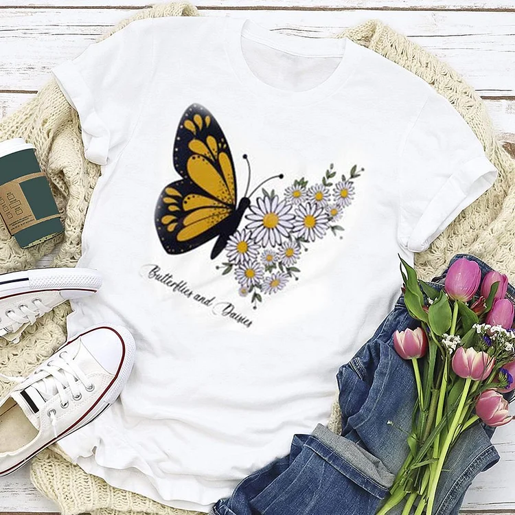 Butterfly  daisy T-shirt Tee --Annaletters