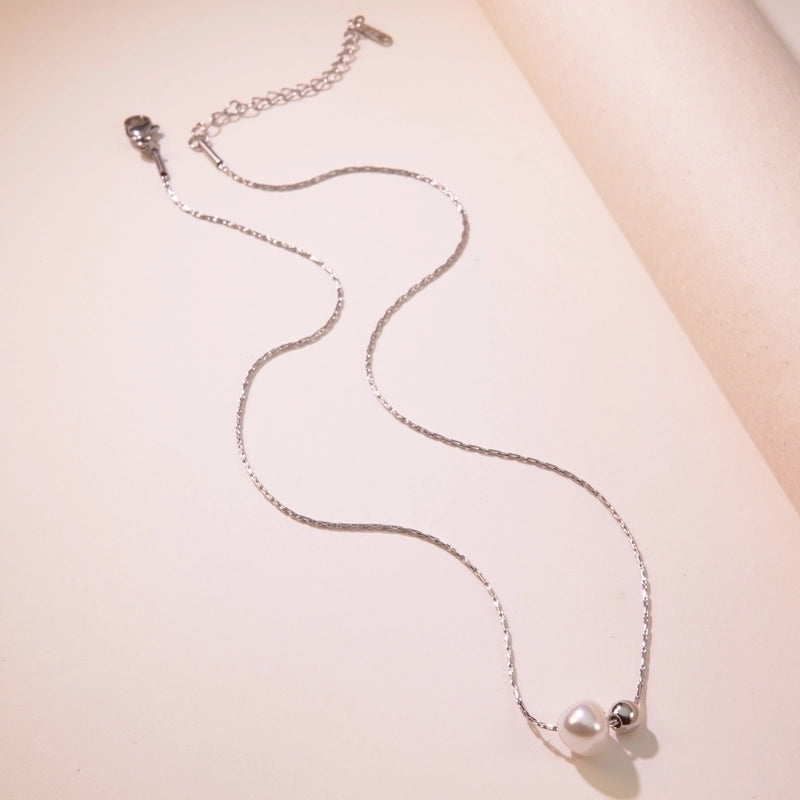 Sweet Minimalist Solid Color 304 Stainless Steel 18K Gold Plated Plating Pendant Necklace