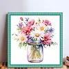Flowers Full 18CT 2 Strands DIY Stamped Cross Stitch Kits for Beginners Adults Home Wall Decor Cross Stitch Art and Crafts Kits 25x25cm