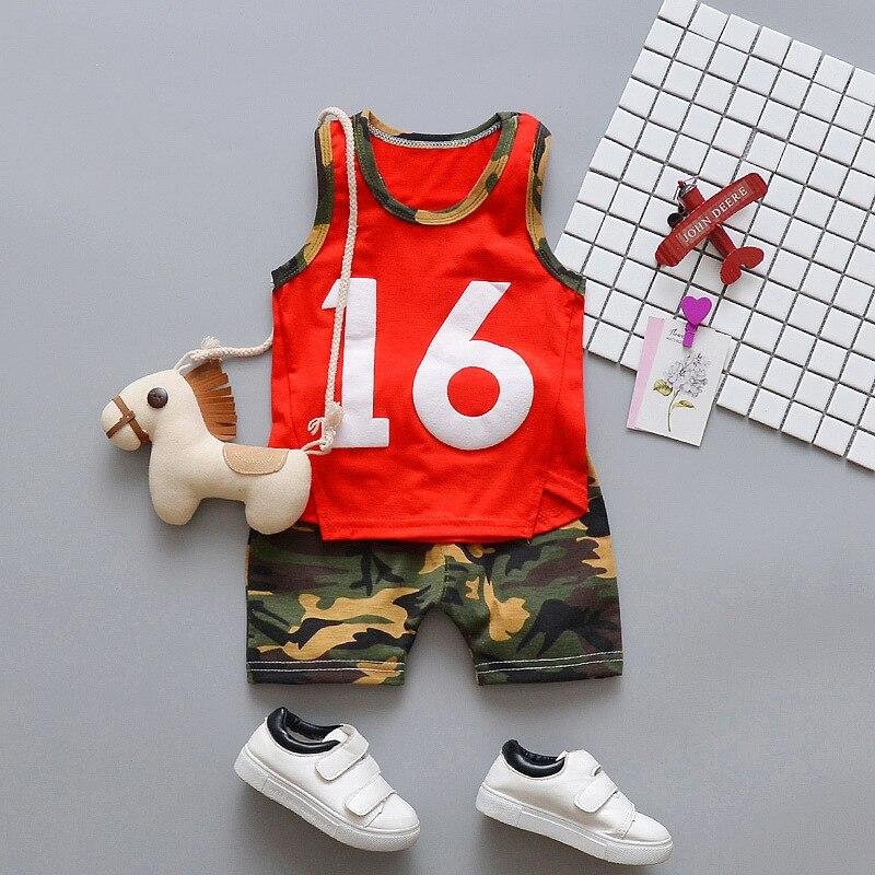 NO.16 Children Clothes Toddler Boys Summer Two-piece Sleeveless Camouflage Shorts Cotton Baby Kids Tracksuit Running Outfits