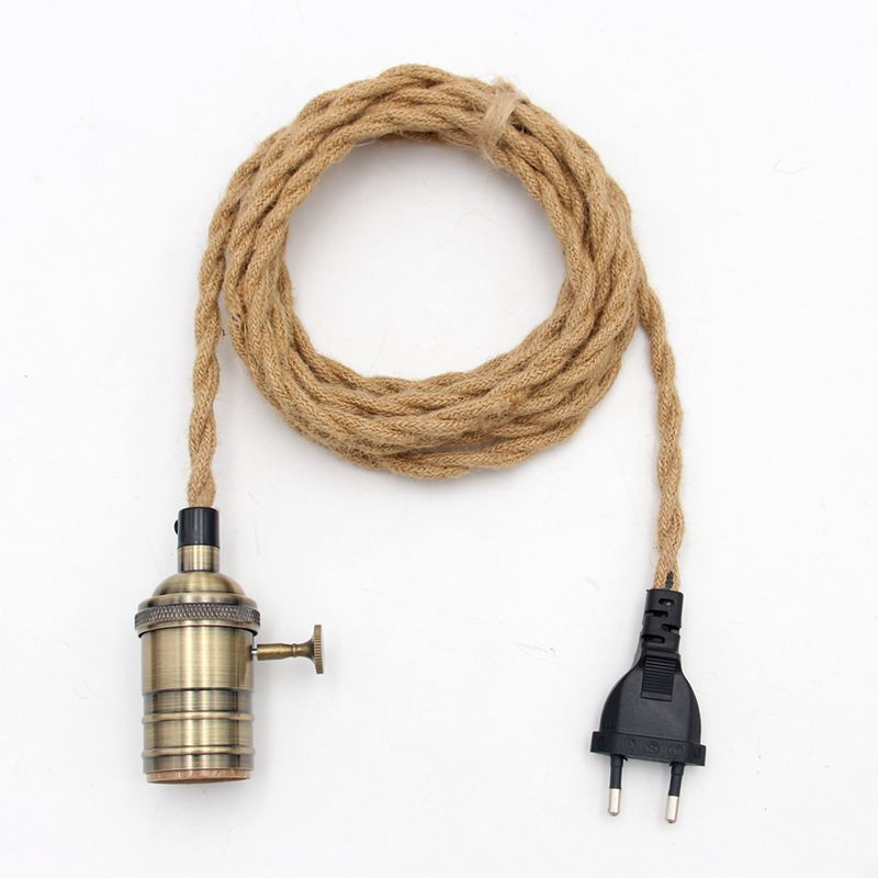 Hemp Rope Pendant Lamp Cord Kits With Plug Vintage Lamp Bulb Holder