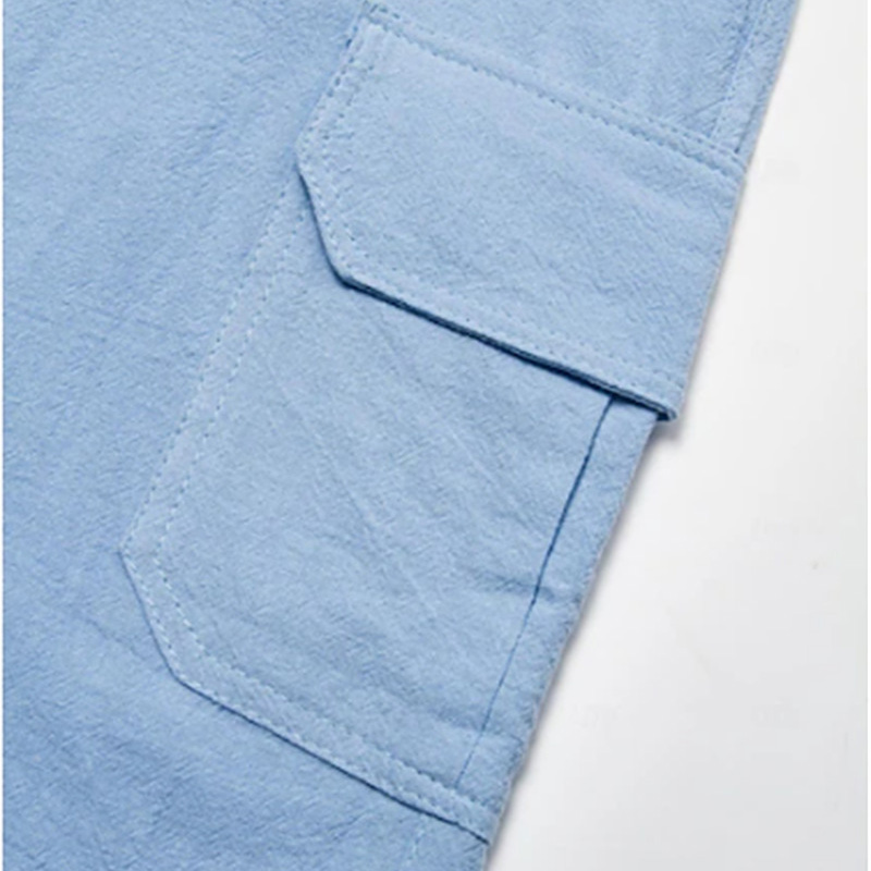  Men's Casual White Cargo Shorts with Adjustable Drawstring for Summer Beachwear