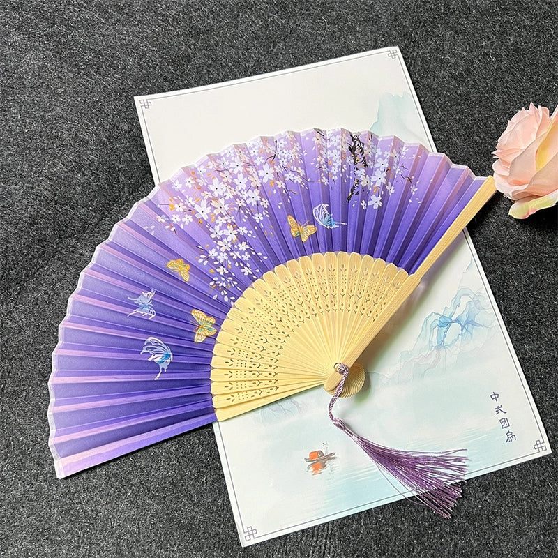 Antique Fan Folding Fan Men’s And Women’s Classical Dancing Fan Ancient Costume Performance Photography Hanfu Props Chinese Style Handmade Folding Fan