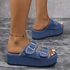 Gioiacombo&trade; Pantofole con zeppa con suola spessa in denim alla moda da donna