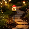 LED Solar Fairy-Tale Mushroom Cottage Garden Light Auto On/Off Resin Mushrooms Ground Decor Lights Weather-Proof Solar-Powered Resin Mushrooms Statue Lamp for Yard Patio Pathway Lawn Flower Bed