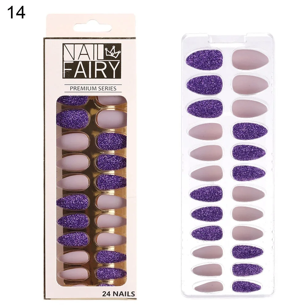 24/30Pcs/Set Reusable False Nail Tips Set Full Cover Shiny Matte Nail Tips With Designs Press On Nails Art Fake Extension Tips-Nail Inspo