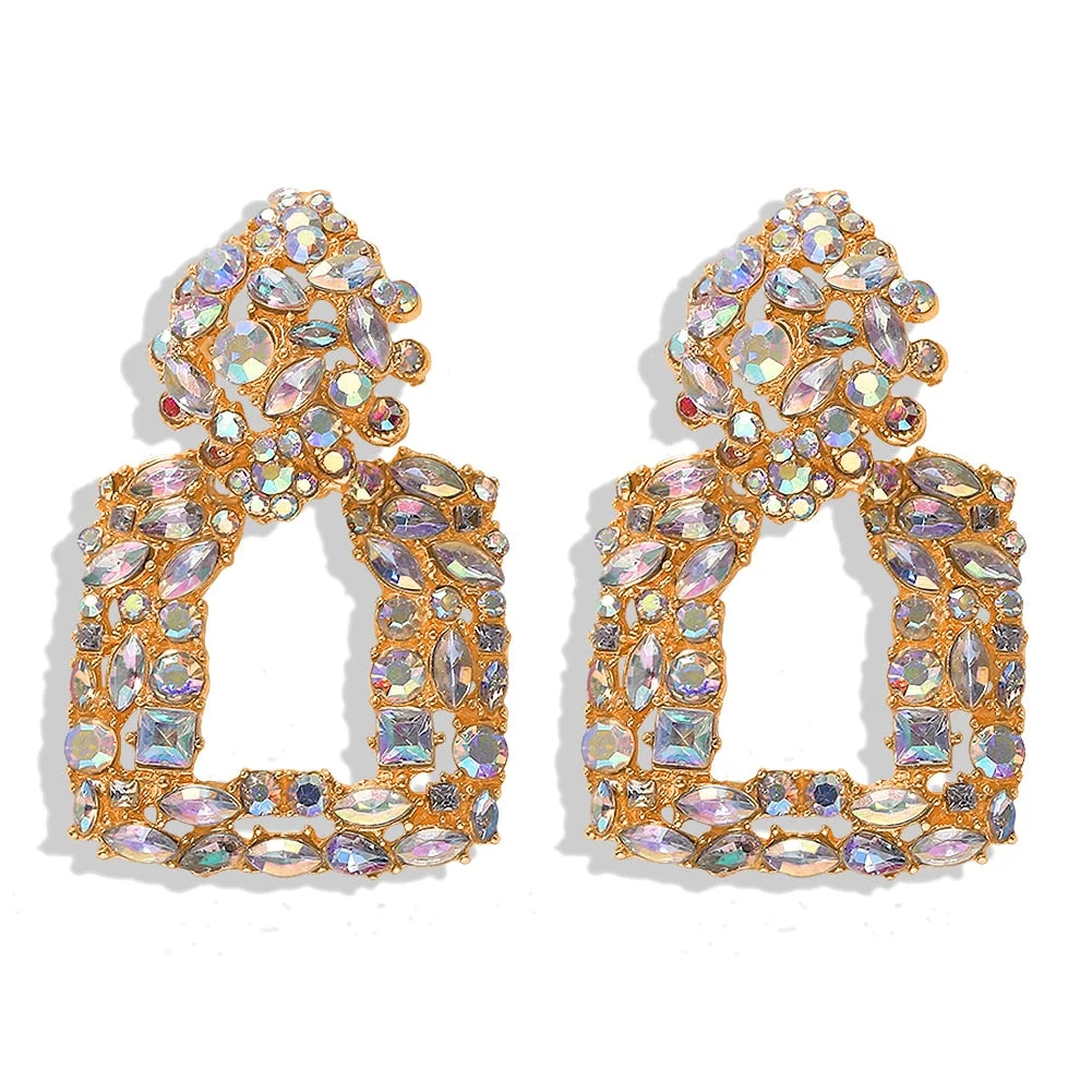 Dvacaman New Designs Crystal Square Drop Earrings for Women 2019 Fashion Rhinestone Statement Earrings Dangle Wedding Jewelry