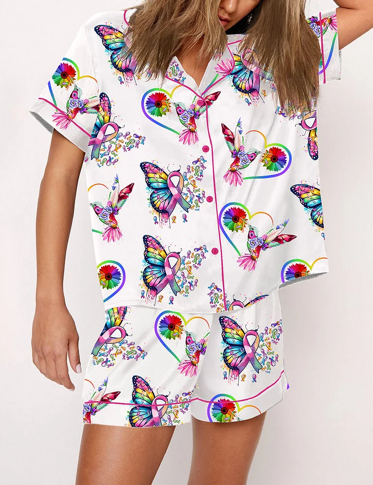 Women's We Believe In Miracles Right Cancer In All Colors Pajama Set