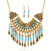 Bohemian Style Tassel Pendant Chunky necklace Earrings Exaggerated Jewelry Set Women Birthday Party Gift