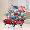 America Flag Car DIY Acrylic Desktop Diamond Art Kit Single-Sided for Home Decor
