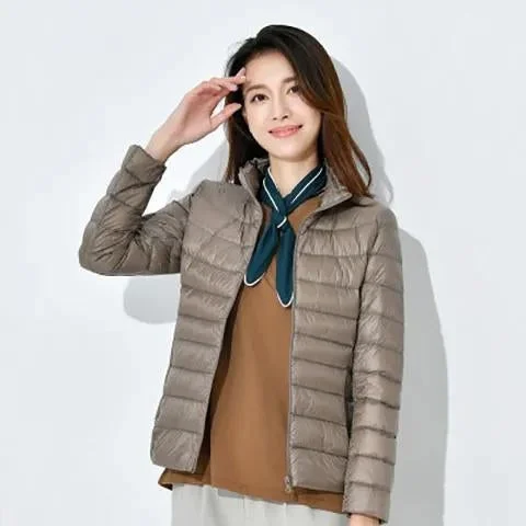 Womens Lightweight Coat Multicolor Shirt Top Collar Down Jacket