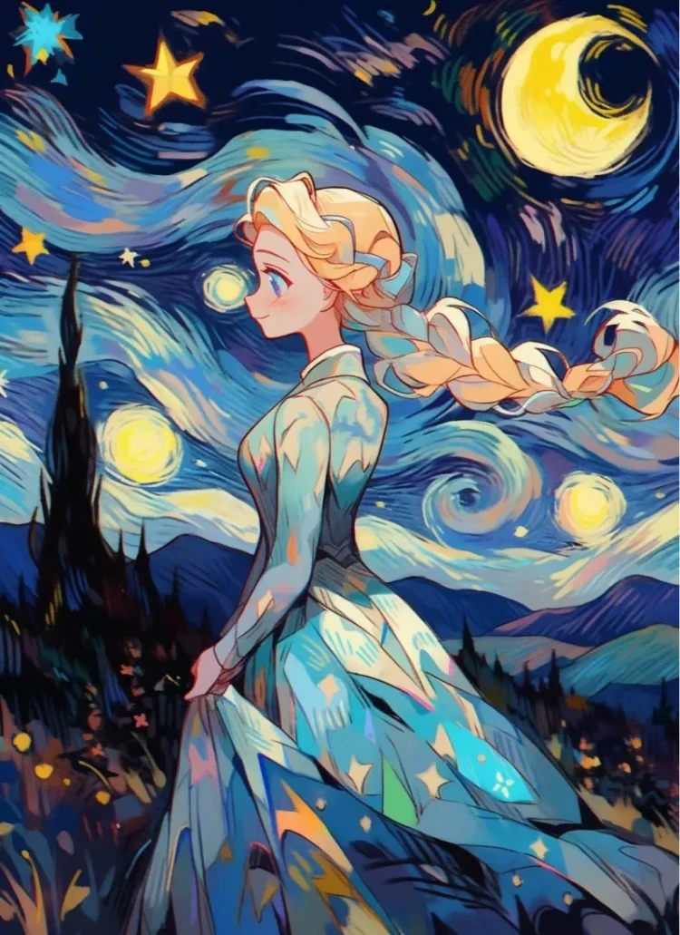 Princess Under The Stars-Full Round Diamond Painting-40*55CM(Canvas)