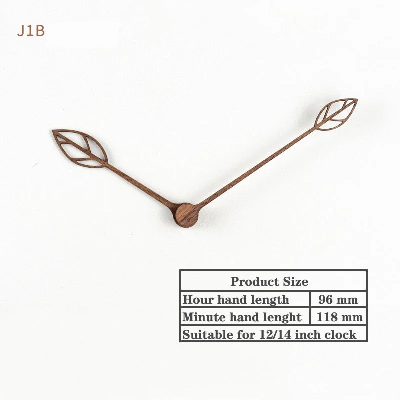 Solid Wood Wall Clock Parts Home Decor Creative Wood Clock Hands in Black Walnut Hour Minute Second Clock Pointer Repair Parts
