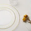 10 Pack | 7.5" Clear Hammered Design Plastic Dessert / Appetizer Plates With Gold Rim