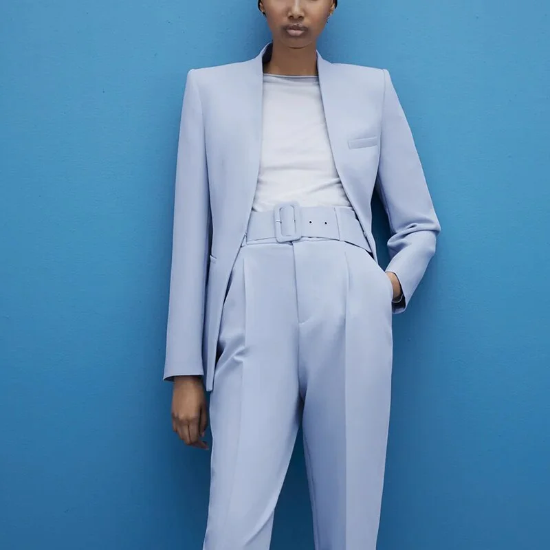 Za Women's With Belt Pant Pink High Waist Harem Pant Female Solid Office Ladies Trousers Purple Pockets Casual Streetwear Summer