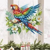 (US Only)2D Flat DIY Parrots Flowers Diamond Art Pendant Window Hanging Art for Home
