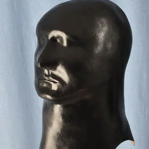 pornhint Pornhint Black Rubber Hood Foam Latex Mask Black Masks Cosplay Halloween Masks Made in America Black Hood