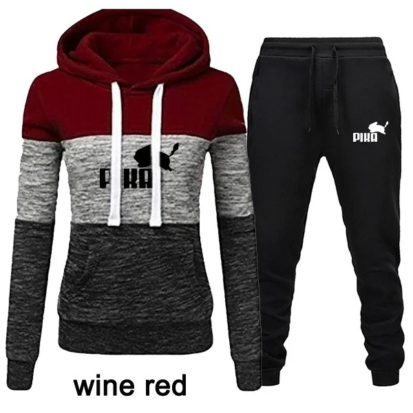 Womens Sweater + Sweatpants 2-Piece Sweat Suits Hoodies Tracksuits Hooded Jogging Sports Suits