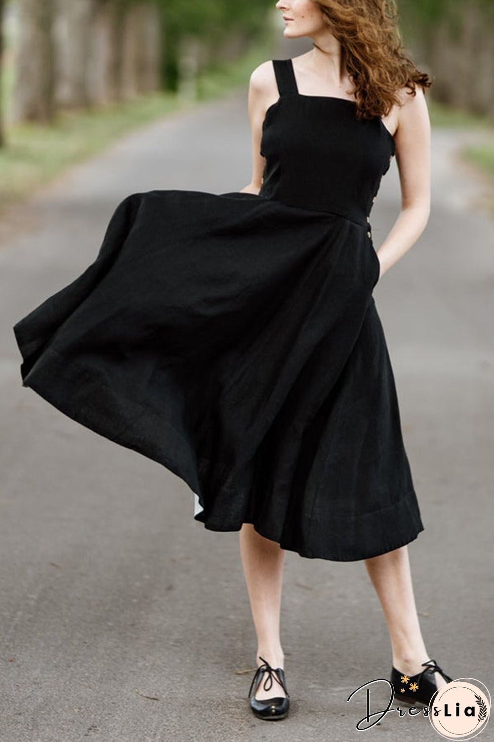 Halter Square Neck Backless Midi Dress