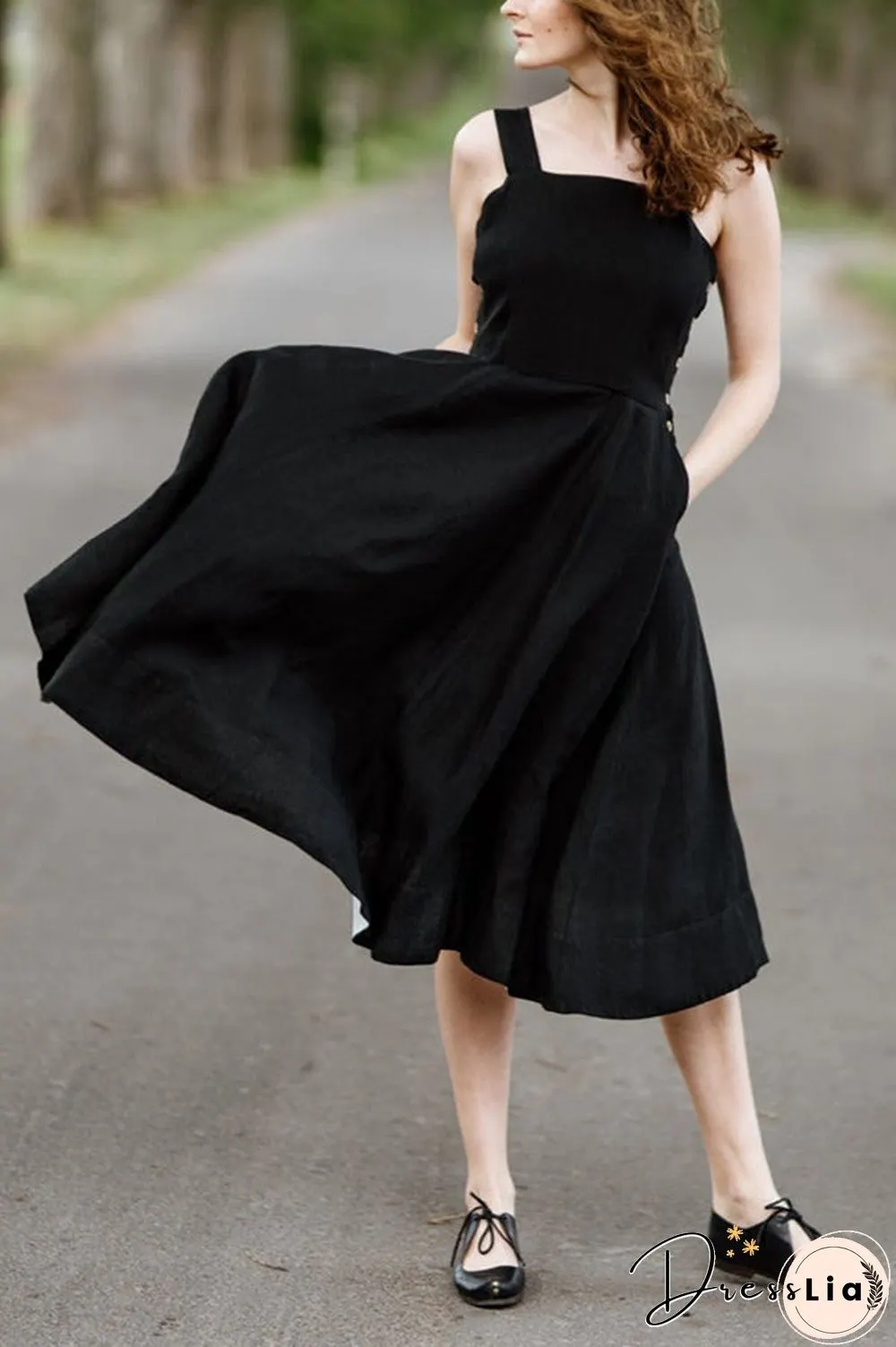 Halter Square Neck Backless Midi Dress