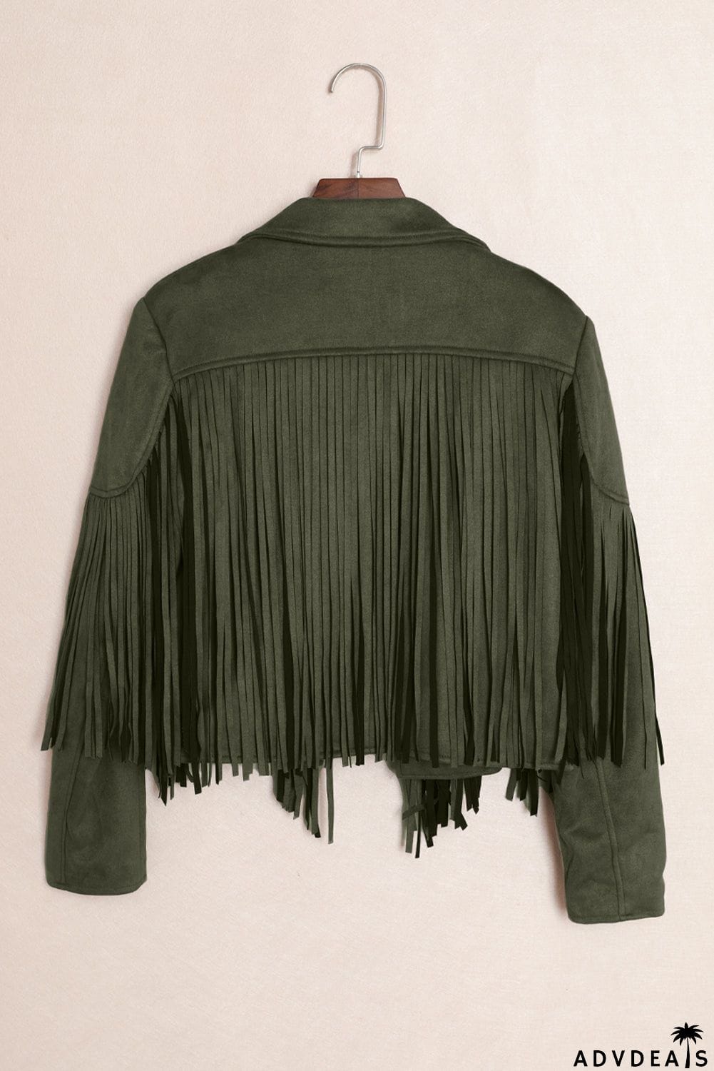 Cropped Fringe Faux Suede Jacket