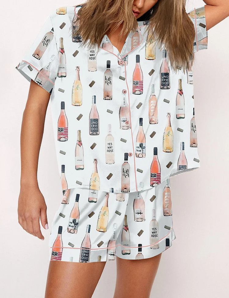 Women's Champagne And Wine Bottles Pajama Set