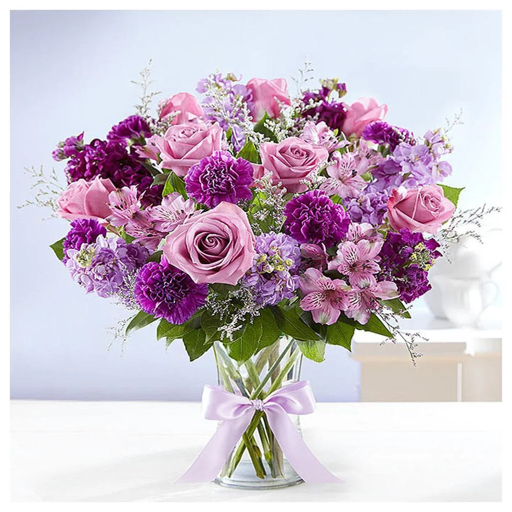 Diamond Painting - Full Round Drill - Purple Flower Vase(30*30cm)
