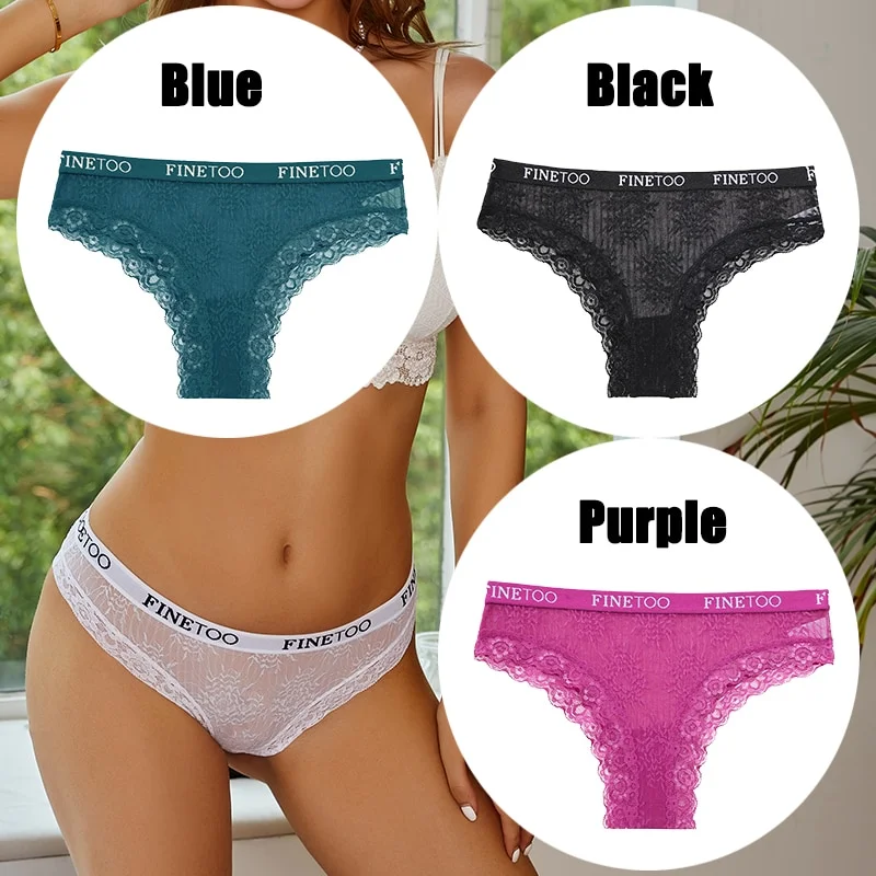 Billionm FINETOO Women Sexy Lace Panties Floral Perspective Underwear Intimates Brazilian Pant Female Breathable Thong Soft Lingerie
